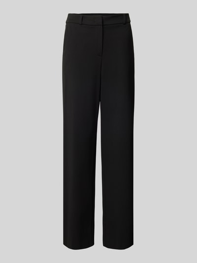 comma Straight leg stoffen broek met riemlussen Zwart - 2