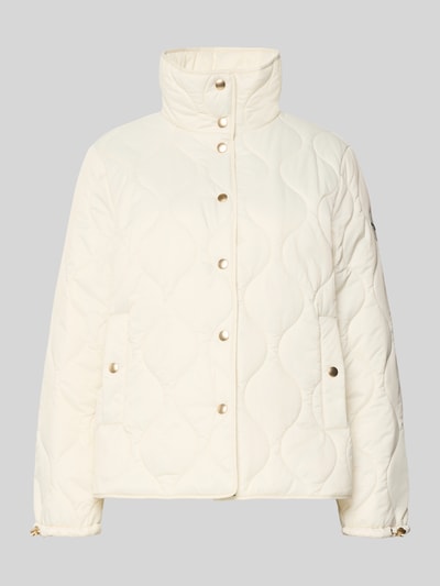 Produktfoto, Regular Fit Jacke mit gefüttertem Stehkragen von Christian Berg Woman Selection, steppowana faktura, jasny kolor, krój regular fit, wypełniany stójka, kieszenie boczne, zapięcie na guziki, długość tyłu w rozmiarze 36: 62 cm, szerokość ramion w rozmiarze 36: 41 cm, szerokość w rozmiarze 36: 52 cm, długość rękawa w rozmiarze 36: 62 cm