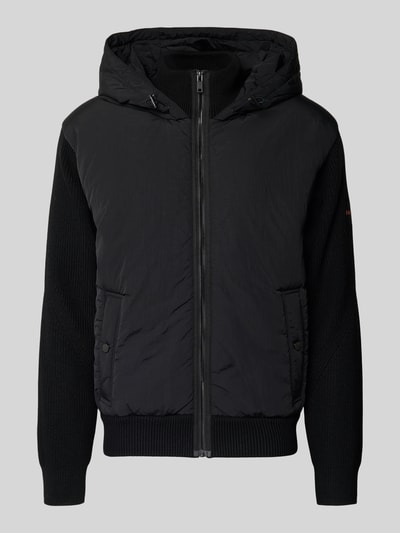 BOSS Orange Regular Fit Strickjacke mit Frontteil im Blouson-Stil Modell 'KIACCIO' Black 2