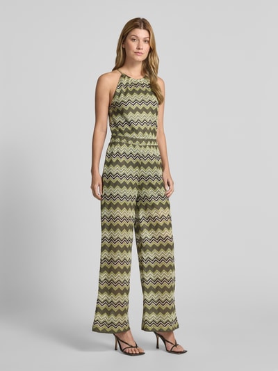 comma Jumpsuit mit Strukturmuster Gruen 1