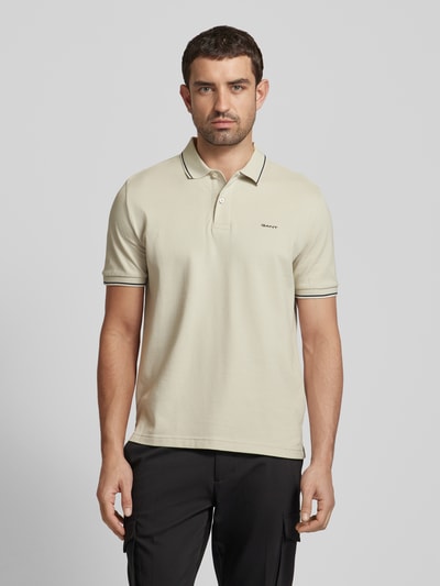 Gant Poloshirt met labelstitching, model 'TIPPING' Zand - 4