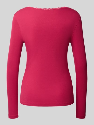 Christian Berg Woman Pyjama-Oberteil in Ripp-Optik mit Spitzenbesatz Fuchsia 3