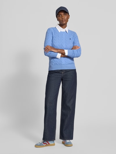 Polo Ralph Lauren Sweter z dzianiny z mieszanki wełny i kaszmiru model ‘JULIANNA’ Błękitny 1