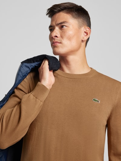 Lacoste Sweter z dzianiny z naszywką z logo Beżowy 3