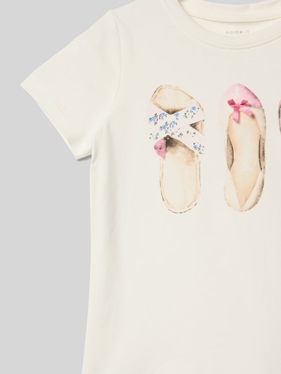 Name It T-Shirt mit Schleifen-Detail Modell 'NMFDESSY' Offwhite 2