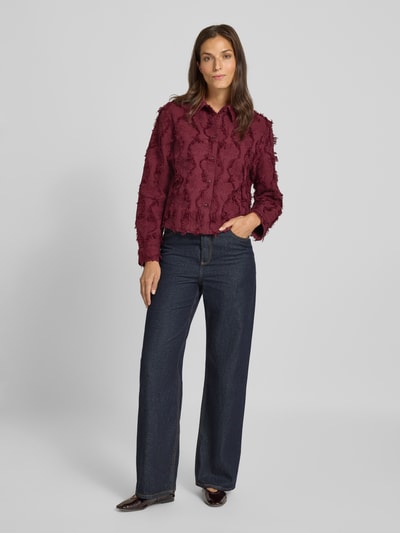 Jake*s Casual Regular Fit Hemdbluse mit Leinen-Anteil Aubergine 1