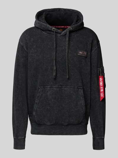 Alpha Industries Hoodie met ritszak op de mouw Zwart - 2