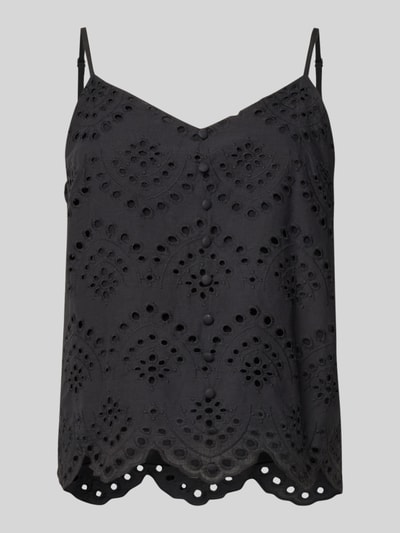 Pieces Top bluzkowy o kroju relaxed fit z czystej bawełny model ‘VILDE’ Czarny 2