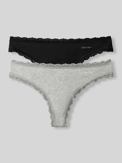 Calvin Klein Underwear String aus Baumwoll-Mix im 2er-Pack Black 2