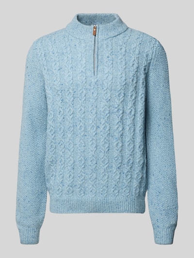 Fynch-Hatton Strickpullover mit gerippten Abschlüssen Hellblau 2