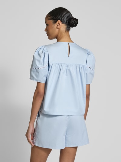 Scotch & Soda Bluzka o kroju regular fit z haftem angielskim Jasnoniebieski 5