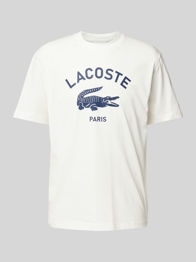 Lacoste T-shirt z nadrukiem z logo Złamany biały 2