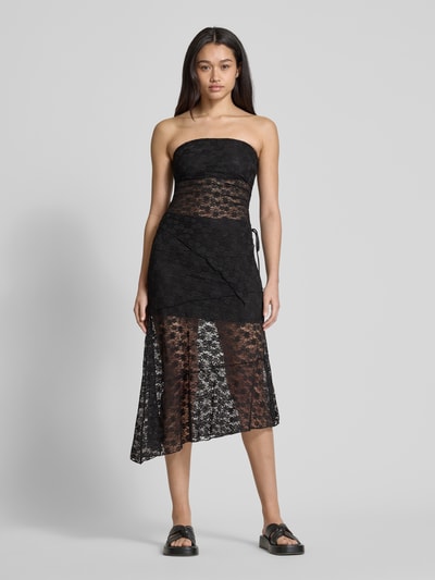 Review Spódnica midi z efektem podpalenia Czarny 1