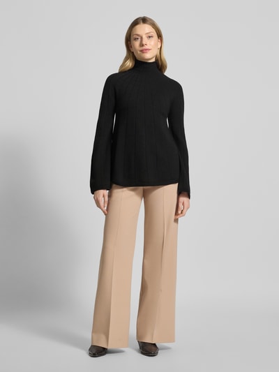 MM Sweter o kroju regular fit z dzianiny z czystej, żywej wełny model ‘GROLLA’ Czarny 1