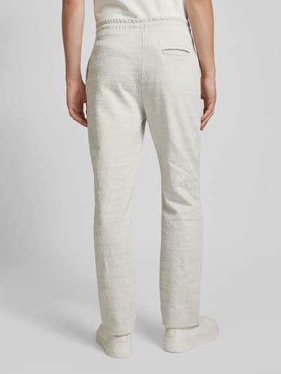 CARLO COLUCCI Straight Leg Sweatpants mit Label-Muster Hellgrau 5