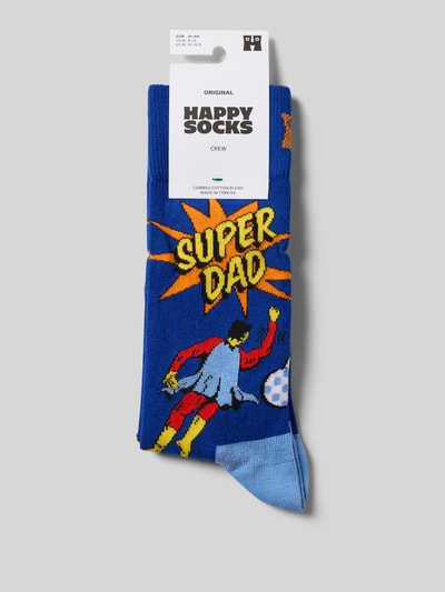 Happy Socks Sokken met motiefstitching, model 'FLYING SUPER DAD' Koningsblauw - 3