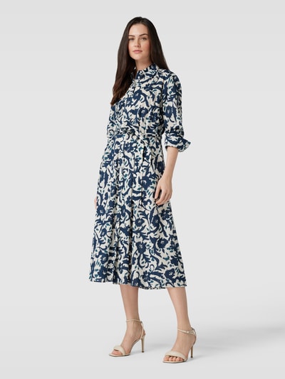 WHITE LABEL Midi-jurk met all-over bloemenmotief Marineblauw - 1