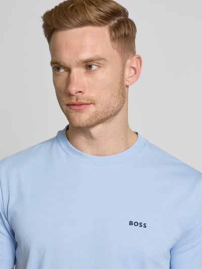 BOSS Green T-Shirt mit Label-Print Hellblau 3