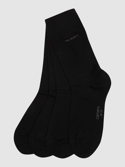 camano Socken im unifarbenen Design im 4er-Pack Black 1