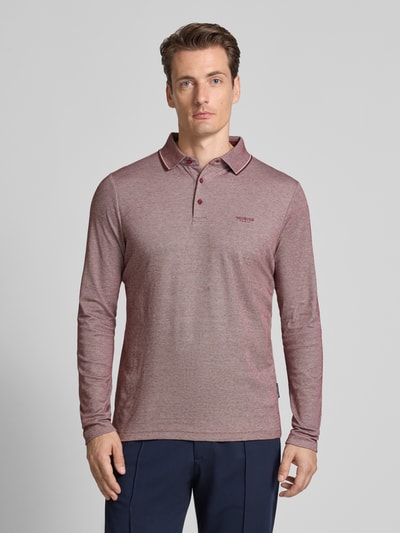 HECHTER PARIS Longsleeve mit Polokragen und kurzer Knopfleiste Bordeaux 4