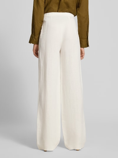 Max Mara Studio Relaxed Fit Leinenhose mit Allover-Muster Modell 'FONTE' Offwhite 5