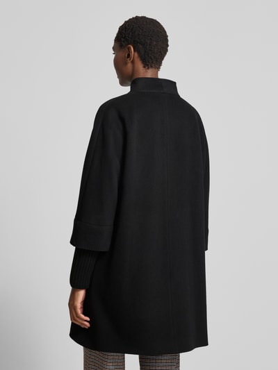 ICONS Cinzia Rocca Lange jas van scheerwol met opstaande kraag Zwart - 5