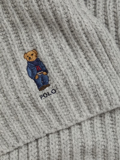 Polo Ralph Lauren Schal aus Woll-Mix mit Polo-Bear-Stitching Mittelgrau 2