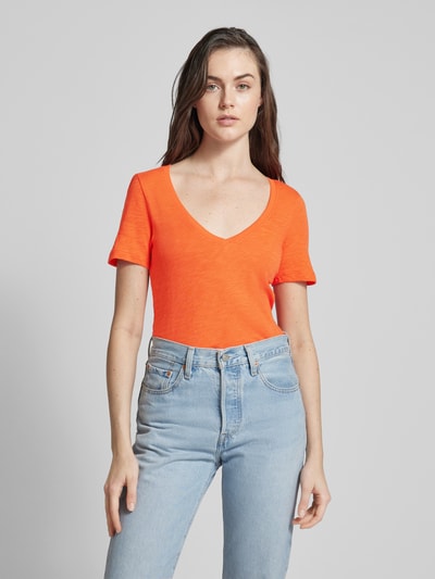 Marc O'Polo T-Shirt mit abgerundetem V-Ausschnitt Orange 4