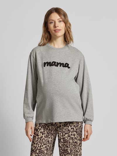 Mamalicious Umstands-Sweatshirt mit Label-Print Modell 'VITA' Mittelgrau 4