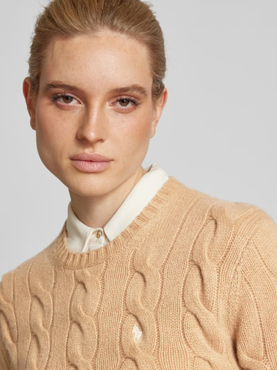 Polo Ralph Lauren Strickpullover mit Zopfmuster Camel Melange 3