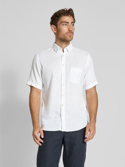 Fynch-Hatton Regular Fit Freizeithemd aus Leinen-Baumwoll-Mix Weiss 4