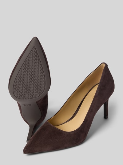 Produktfoto, pumps aus echt leer Modell 'ALINA' von MICHAEL Michael Kors, Wildleerlook, Naaldhak, gladde zool, maat 40 hakhoogte 8 cm, schachthoogte 7 cm, schachtbreedte 20 cm