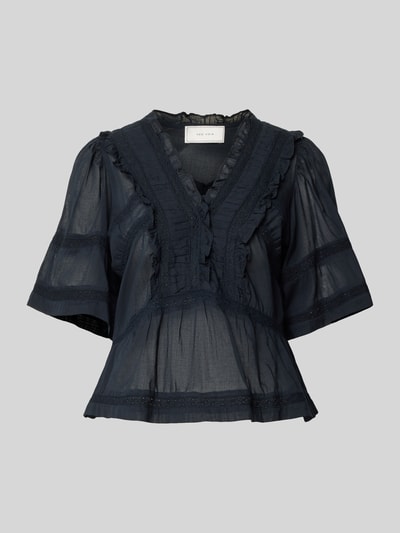 Neo Noir Regular Fit Bluse mit V-Ausschnitt Modell 'Evienne' Dunkelblau 2