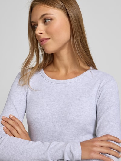Vero Moda Slim fit shirt met lange mouwen van katoenmix, model 'CHLOE' Lichtgrijs gemêleerd - 3