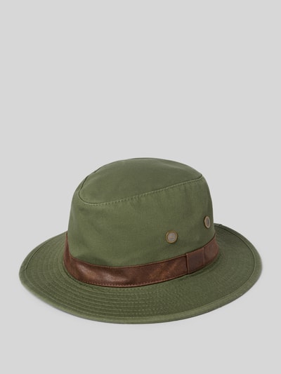 Produktfoto, Safarihut aus Baumwolle mit Hutband von Müller Headwear, kolor oliwkowy, szerokie rondo, opaska na kapelusz, bawełna