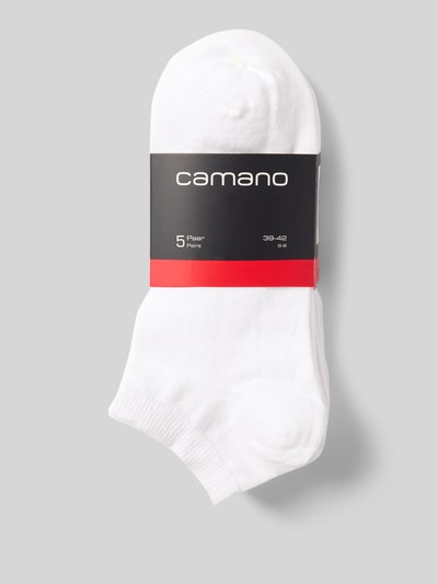 Produktfoto, Sneakersocken im 5er-Pack mit gerippten Bündchen von camano aus Baumwoll-Mix mit Stretch-Anteil, Unifarbenes-Design.