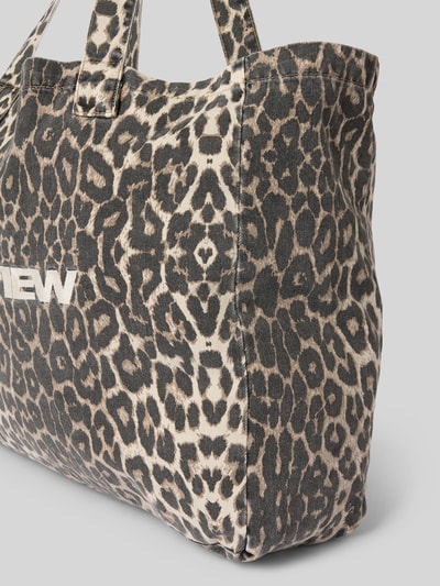Review Shopper mit Logo-Print und langen Tragegriffen Taupe 3