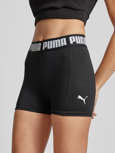 Puma Skinny fit korte broek met label in band Metallic zwart - 3