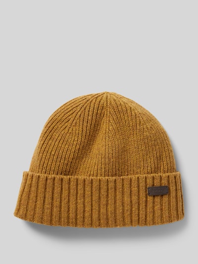 Barbour Beanie mit Label-Badge Senf 1