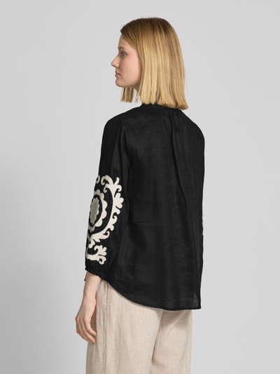 Emily Van den Bergh Bluse aus Leinen mit Tunikakragen BLACK 5
