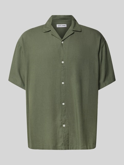 Jack & Jones Relaxed Fit Freizeithemd aus Viskose-Leinen-Mix Modell 'WAYNE' Dunkelgruen 2