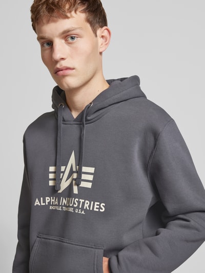 Alpha Industries Bluza z kapturem z nadrukiem z logo Antracytowy 3