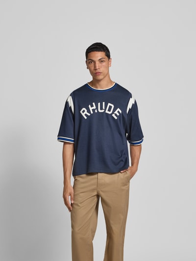 RHUDE Relaxed Fit T-Shirt mit Logo-Print Marine 4