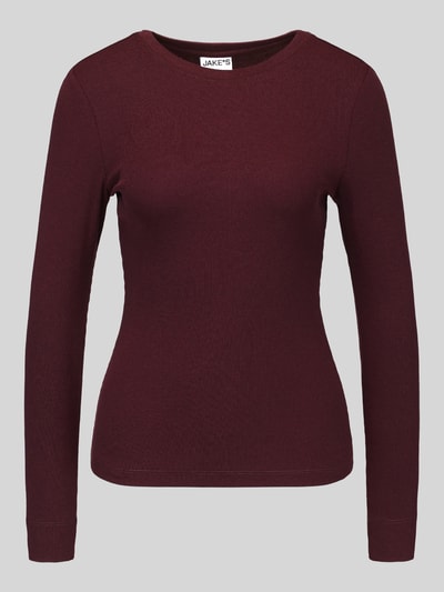Jake*s Casual Langarmshirt mit Rippstruktur Pflaume 2