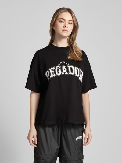 Pegador T-shirt o kroju oversized z nadrukiem z logo model ‘WAYRUNA’ Czarny 4