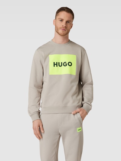 HUGO Sweatshirt met labelprint Lichtgrijs - 4