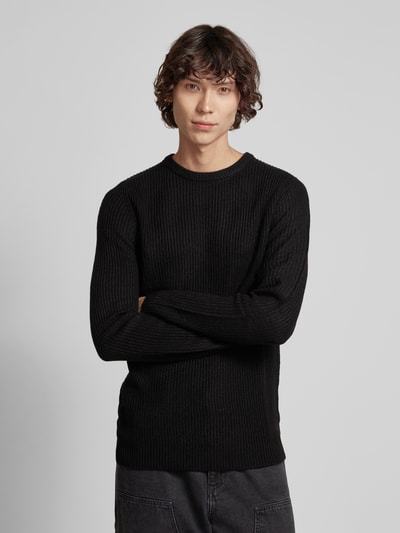 Jack & Jones Gebreide pullover met ronde hals, model 'LEWIS' Zwart - 4