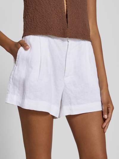 Gina Tricot Regular Fit Leinenshorts mit Bundfalten Ecru 3