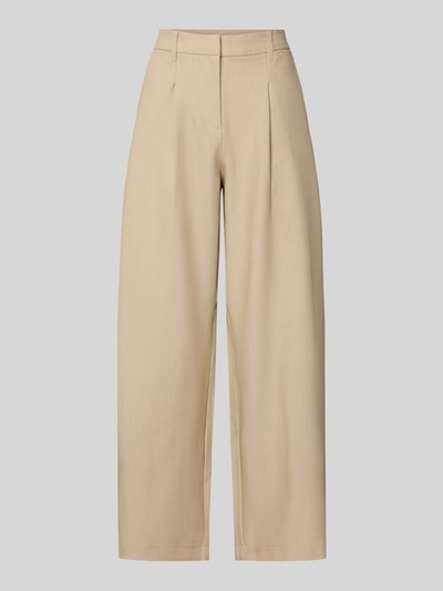Produktfoto, beige pantalon met viscose, rechte pijpen, gladde textuur, Slim Fit Anzughose mit Viskose-Anteil Modell 'BOSELLA' van PIECES, Dames