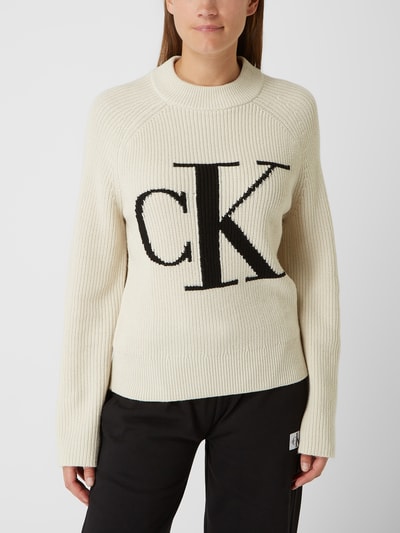 Calvin Klein Jeans Strickpullover mit Label-Print Offwhite 4